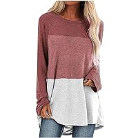 Cartoon Printed Womens Tops Hide Belly Tunic 2024 O-Neck Loose Fit Long Sleeve T-Shirt Longline Casual Dressy Blouses