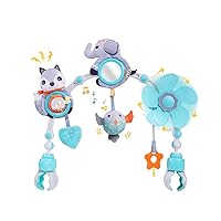Baby Stroller Arch Toy,Baby Crib Mobile Musical Toys, Car Seat Toy for Bouncer, Newborns Sensory Activity Arch Toys, Adjustable Travel toy for Bouncers, Car Seat & Pram Toy 0-24 Months (Elephant)