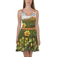 Skater Dress with JunglePixie Farm House Painting Print White