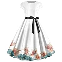 XJYIOEWT Summer Dresses for Women 2024 with Sleeves Knee Length, Womens Dresses Elegant Knee Length Gowns Cocktail Dres