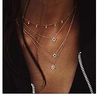 DoubleNine Supernova Star Galaxy Sun Gold Pendant Elegance Minimalist Layering Necklace for Women Girls
