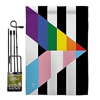 Gay Trans Straight Ally Garden Flag - Set with Stand Support Pride Rainbow Love LGBT Bisexual Pansexual Transgender - House Decoration Banner Small Yard Gift Double-Sided Made in USA 13 X 18.5