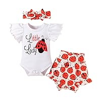 Infant Baby Girl Clothes Summer Dot Letter T Shirt Tops with Shorts Headband 3PCS Baby Girls Outfits 0-24 Months