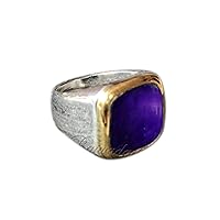 Amethyst Ring, 2 Tone Ring, 925 Solid Sterling Silver, Natural Amethyst Gemstone, Gift for Him, Thanksgiving Gift, Christmas Gift for Him
