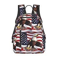 Bald Eagle with American Flag print Lightweight Laptop Backpack Travel Daypack Bookbag for Women Men for Travel Work