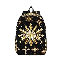 Golden Christmas Snowflake Large Capacity Backpack, Men'S And Women'S Fashionable Travel Backpack, Leisure Work Bag,