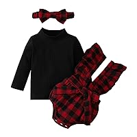 Baby Boy Come Home Outfit Infant Girls Long Sleeve Ribbed Tops T Shirt Plaid Prints Baby Girls (Red, 6-9 Months)