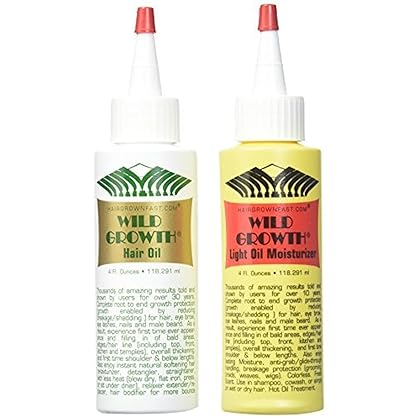 Wild Growth Set (Hair Oil 4 oz + Light Oil Moisturizer 4 oz)