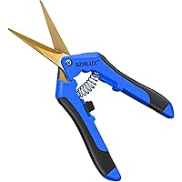 SZHLUX 6.5 Inch Gardening Scissors Hand Pruner Pruning Shears with Titanium Coated Curved Precision Blades 1-Pack