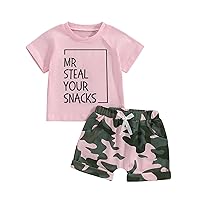 Sejardin Toddler Baby Girl Clothes Short Sleeve Letter Print T Shirt Tops and Stretch Shorts Newborn Girl Summer Outfit