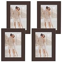 Renditions Gallery Photo Frames 5x7 inch Picture Frame Set of 4 High-end Modern Style, Made of Solid Wood and High Definition Glass Ready for Wall and Tabletop Photo Display, Walnut Frame