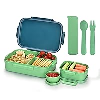 Homestockplus Wheat Straw Kids Bento Box, Leak-Proof, Microwave Safe, 5-Compartment, 8.3