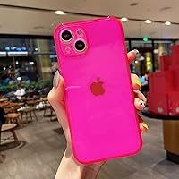 Compatible with iPhone 15 Plus Case, Neon Clear Case with Camera Lens Cover Shell for Women Girls Slim Soft Silicone Protective Transparent Girly Case for iPhone 15 Plus, Neon Pink