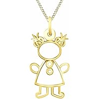 Women's Cute Kid Pendant Necklace in 925 Sterling Silver 14K Gold Over