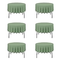 6 Pack Sage Green Round Tablecloths 70 Inch - Circle Bulk Linen Polyester Fabric Washable Table Clothes Cover for Wedding Reception Banquet Birthday Party Buffet Restaurant