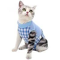 Cat Recovery Suit for Abdominal Wounds or Skin Diseases, Breathable E-Collar Alternative for Cats and Dogs, After Surgery Wear Anti Licking Wounds (M, Z-Blue)