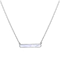 jewellerybox Sterling Silver Mother of Pearl Bar Necklace 18 Inches