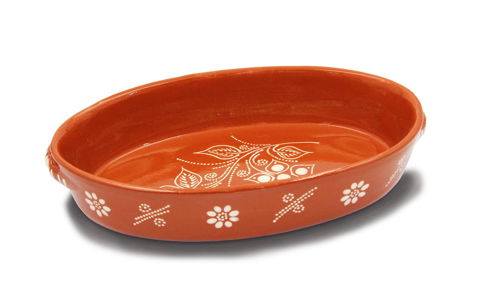 Vintage Portuguese Traditional Clay Terracotta Pottery Oval Casserole Made In Portugal (N.1 12 1/4 x 8 x 2 5/8