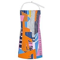 Art Collage Style Apron Kitchen Aprons with Pockets Cooking Apron Womens Bib Apron Adjustable Baking Aprons