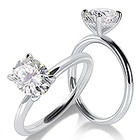 1 1.5 2 3 Carat Oval Cut Moissanite Engagement Ring for Women 925 Sterling Silver Solitaire Rings D Color Lab Created Diamond Promise Wedding Ring for Her