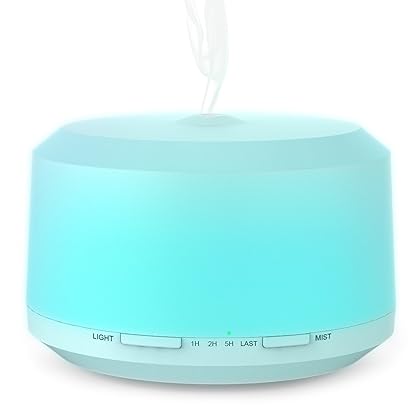 450ml Diffusers for Essential Oils, 3-in-1 Aromatherapy Essential Oil Diffuser Aroma Diffuser Cool Mist Humidifier with Safe Waterless Auto-Off, 8 Color Light for Home Office Study Yoga Spa