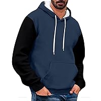 Mens Sweatshirts Hoodies Color Block Long Sleeve Pullover Novelty Cozy Sport Outwear Drawstring Print Hoodies Tops