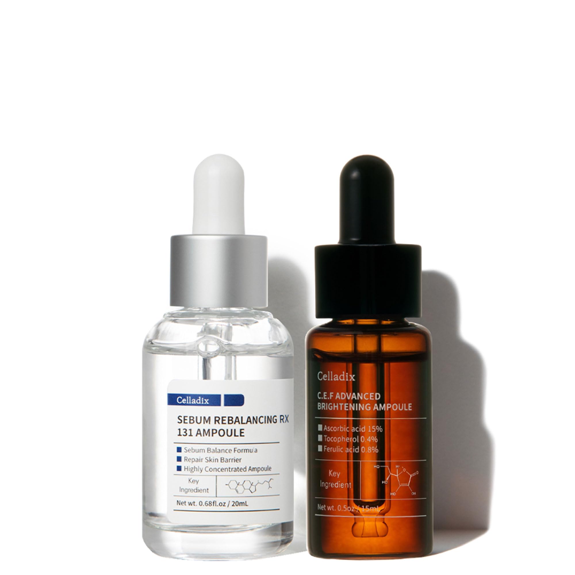 Ampoule Care Duo Set - Suitable for Acne, Certified Derma-Test, Rebalances Skin Sebum and Pores, Includes Pure Vitamin C 1%