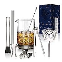 DFHBFG 10 Pcs Crystal Cocktail Mixing Glass Set, 750ml Cocktail Glass Shaker,Bartender Kit for Home Party - Makes A Great Gift