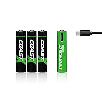 Coast AAA USB-C Rechargeable Batteries, ZITHION-X, Lithium Ion 1.5v 750 mAh, Long Lasting, Charges Under 1.25 Hours, Over 1000 Charges, Charging Cable Included, 4-Battery Pack