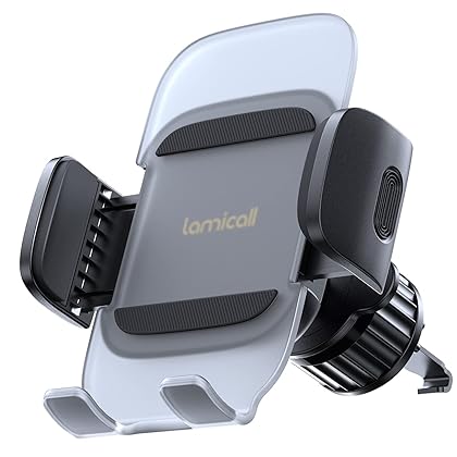 Lamicall Phone Holder Car Vent - Wider Spring Clamp [Big Phone Friendly] Air Vent Cell Phone Mount for Car Hands Free Automobile Cradle Clip for iPhone, Android Smartphone, 4