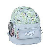Bluey Trekking Style Backpack - Blue - 23x27x15cm - Made of Polyester - Various Pockets - Adjustable Belt and Handles - Bluey Print - Original Product Designed in Spain, blue, Estándar, Casual, Blue,