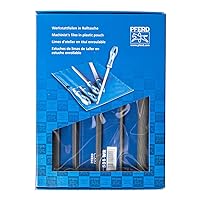 PFERD Machinists file set in plastic pouch WRU, 5 pcs. | 8 inch, bastard | each with ergonomic file handle | 16078 – cross cut suitable for universal roughing and finishing
