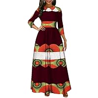 African Wax Print Dresses for Women Bazin Riche Patchwork Lace Long Dresses