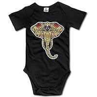 Newborn Babys Boy's & Girl's Elephant Art Long Sleeve Bodysuit Outfits For 0-24 Months Black Size 6 M