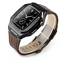 MAALYA Leather Bracelet Metal Watch Case Bezel for Apple Watch Series 7 SE 6 5 4 3 iWatch Modfied Accessories 41 mm 44 mm 45 mm