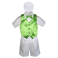 6pc Baby Toddler Little Boys White Shorts Extra Vest Bow Tie Sets S-4T (XL:(18-24 months), Lime Green)