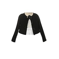 Basic Knit Girl's Cardigan Jacket Sweater Black Fuchsia Ivory Red White 2-12