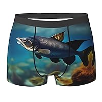 Subaquatic Catfish Print Men's Boxer Briefs Underwear Trunks Stretch Athletic Underwear for Moisture Wicking