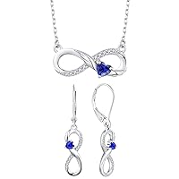 STARCHENIE Infinity Necklace Earrings 925 Sterling Silver Angel Wings Heart Sapphire Jewelry Set for Women September Birthstone