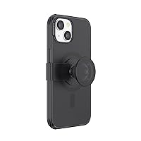 PopSockets iPhone 14 Case with Phone Grip and Slide Compatible with MagSafe, Phone Case for iPhone 14, Wireless Charging Compatible - Black Translucent