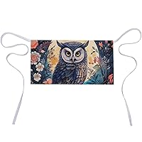 Owe Flower Full Moon Funny Waist Apron Waterproof Half Aprons with Pocket And Long Strap for Women Men Cooking