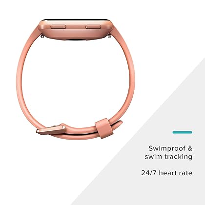 Fitbit Versa Smart Watch, Peach/Rose Gold Aluminium, One Size (S & L Bands Included), Heart Rate Monitor