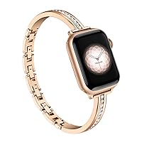 Missair Bands Compatible with Apple Watch Band 38mm 40mm 41mm 42mm 44mm 45mm 49mm for Women Girl, Slim Metal Dressy Jewelry Bracelet with Bling Diamond for iWatch Series 9 8 7 6 5 4 3 2 1 SE Ultra