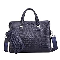 Men's Crocodile Pattern Briefcase Business Shoulder Leather Messenger Bags Computer Laptop Handbag