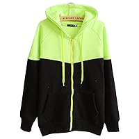 Flygo Women's Long Sleeve Color Block Zip Up Fleece Lined Hoodies Tunic Sweatshirt Hoodie Jacket