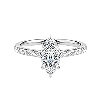 Riya Gems 3 CT Marquise Moissanite Engagement Ring Wedding Eternity Band Vintage Solitaire Halo Setting Silver Jewelry Anniversary Promise Vintage Ring Gift