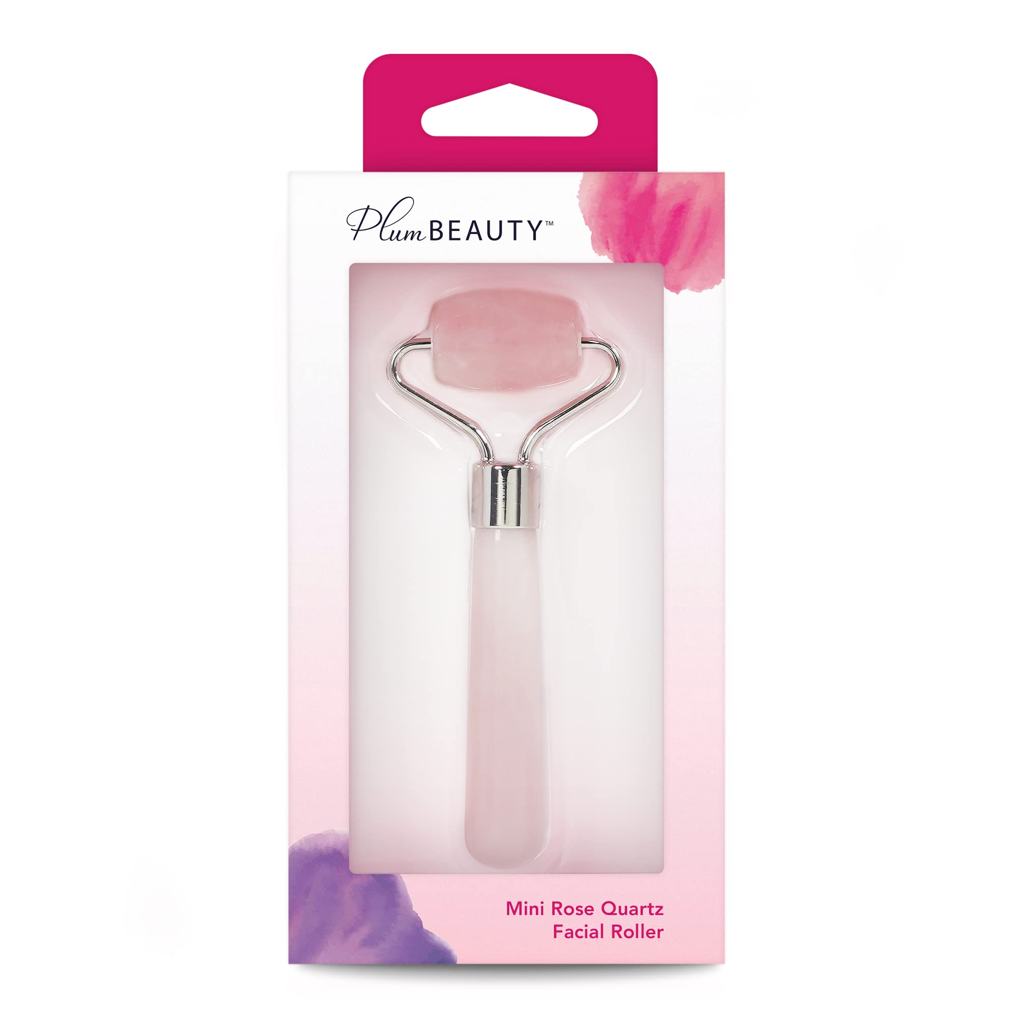 Plum Beauty Mini Rose Quartz Roller for Face - Improves Skin Tone and Blood Circulation - Skin Care Face Roller Reduces Under-Eye Puffiness and Dark Circles