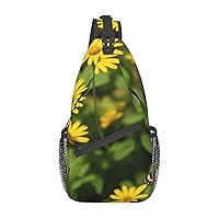Butterfly With Yellow Flower Cross Chest Bag Diagonally Multi Purpose Cross Body Bag Travel Hiking Backpack Men And Women One Size