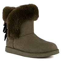 Juicy Couture Women's Slip On Winter Snow Boots Warm & Insulated Fur Lining Comfortable Fashion Booties