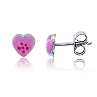 DECADENCE Sterling Silver Multi Petite Enamel Stud Earrings for Women and Girls | Teddy Bear Daisy Butterfly Ball Lady Bug Irish Clover Moon Star Fish Dolphin Heart | Regular and Drop Dangle Studs